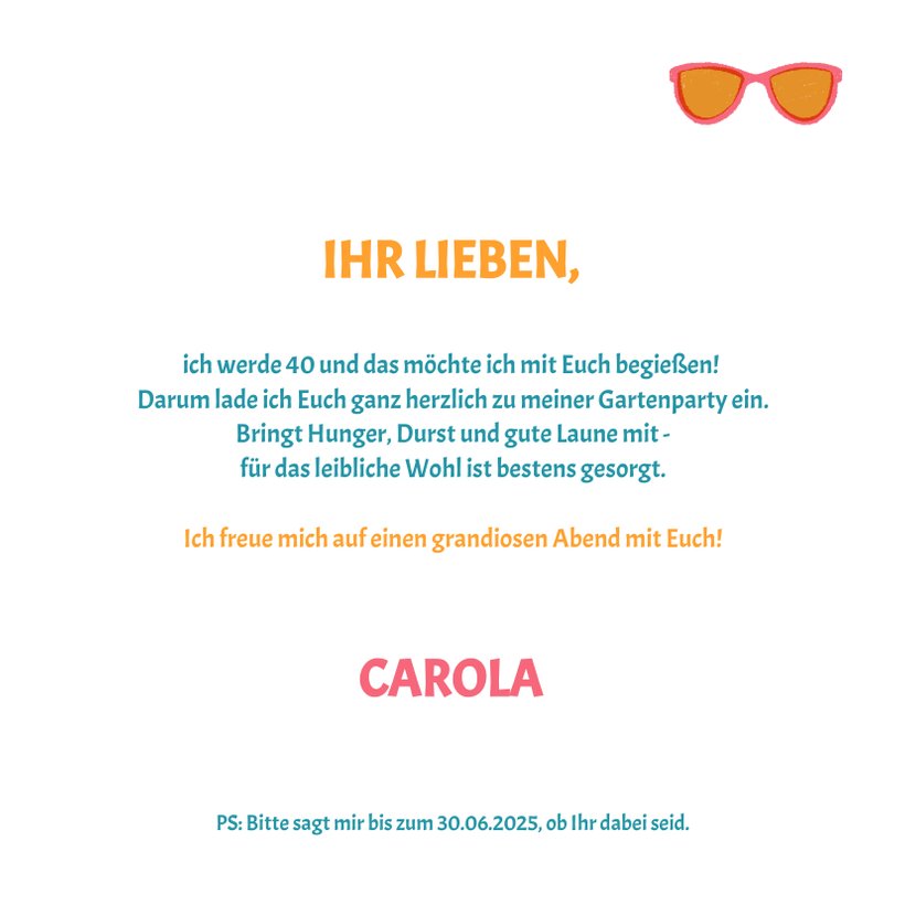 Einladung zum Sommer-Geburtstag"Let's Party | Send a Smile