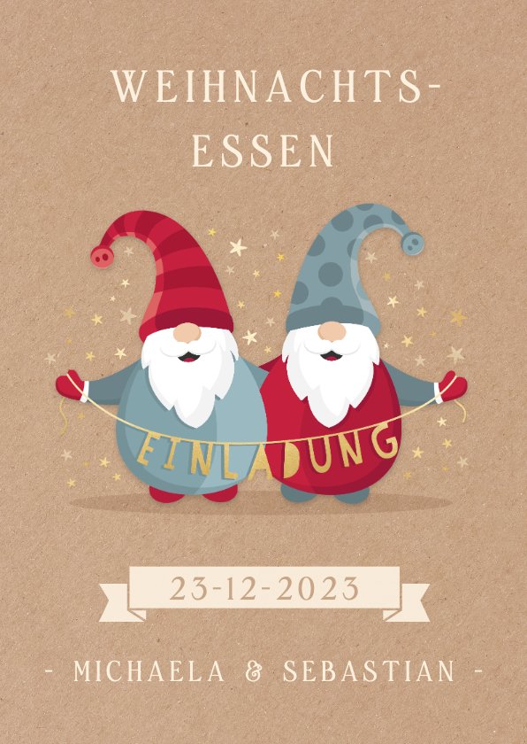 Einladung zum Weihnachtsessen lustige Wichtel Send a Smile