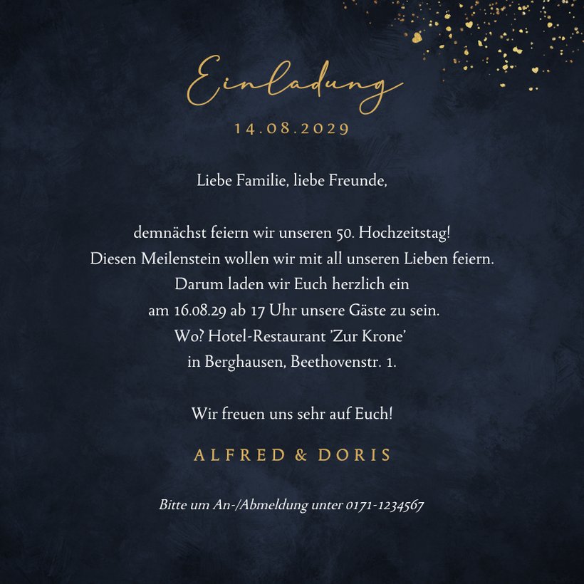 Einladung zur goldenen Hochzeit 50 | Send a Smile