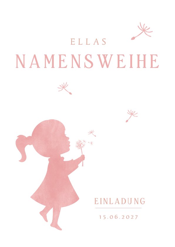 Einladung zur Namensweihe Mädchen mit Send a Smile