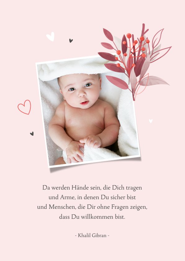 Einladung zur Namensweihe rosa Blumen Send a Smile