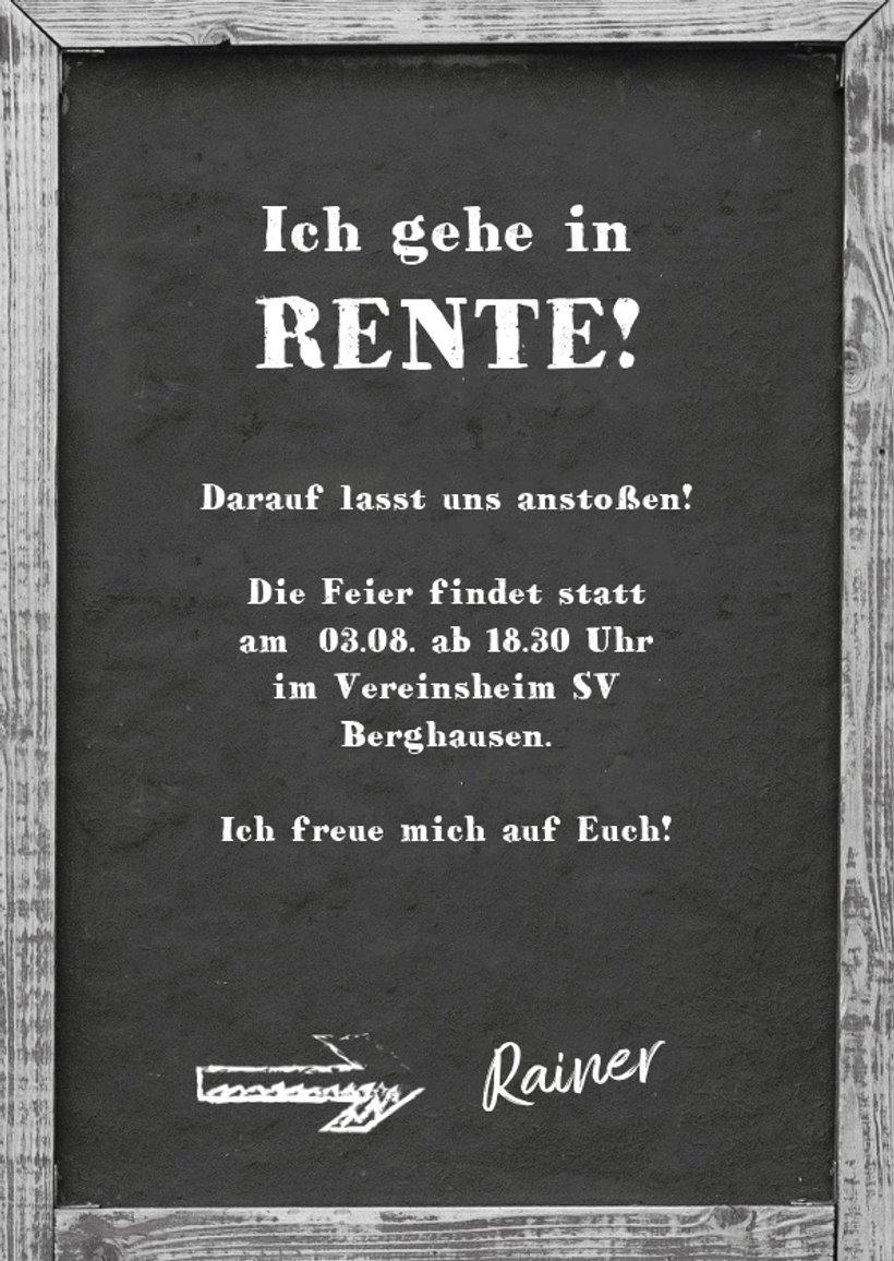 Einladung zur Rentnerfeier Party zur Rente Send a Smile