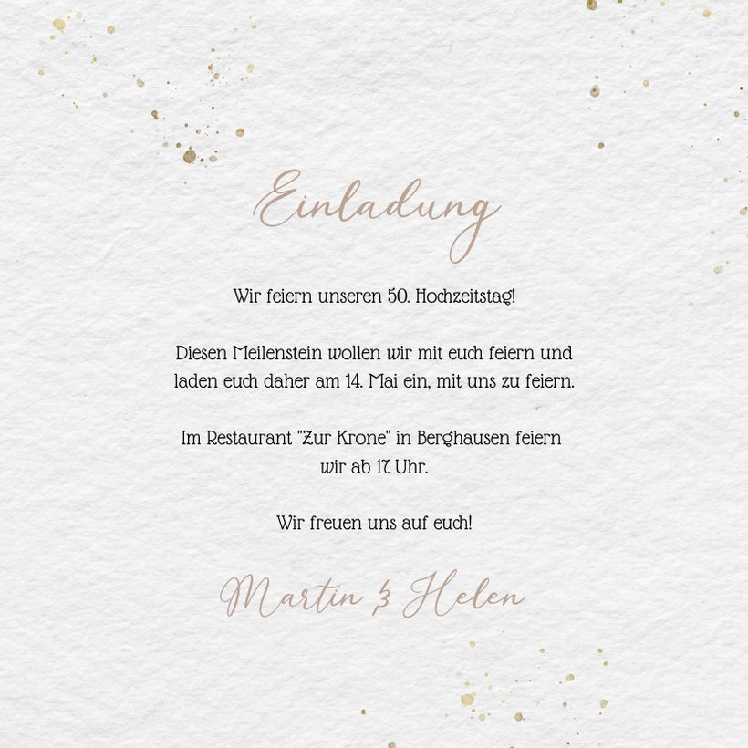 Einladungskarte 50. Hochzeitstag mit Blüten Send a Smile