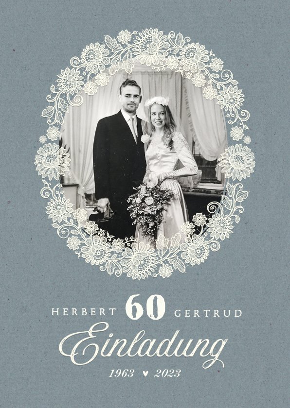 Handgemachte Glückwunschkarte Zum 60. Hochzeitstag – Motiv Grandma & Grandad – Von White Cotton Cards