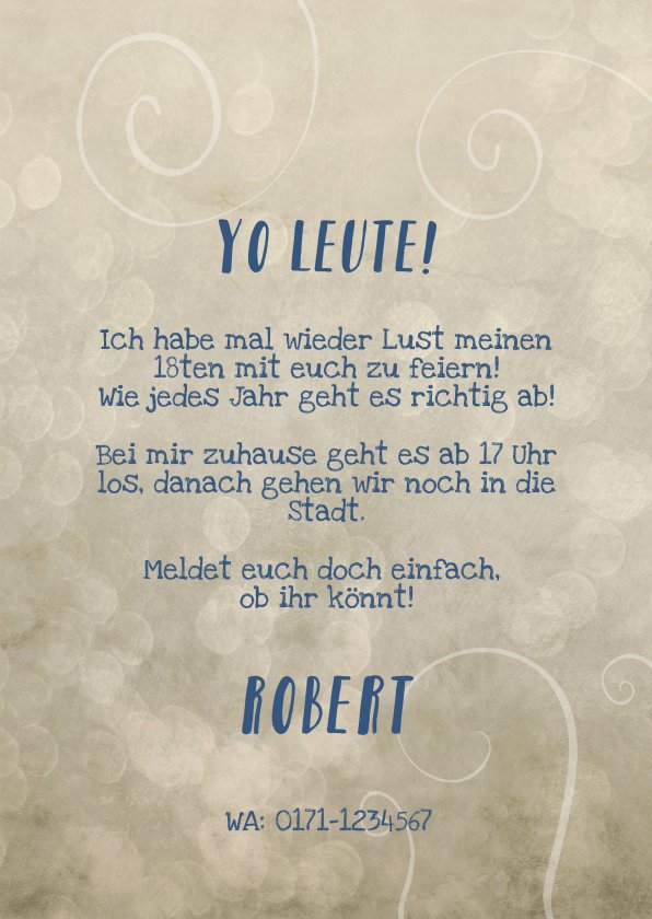 Einladungskarte Geburtstag mit coolem Spruch Send a Smile