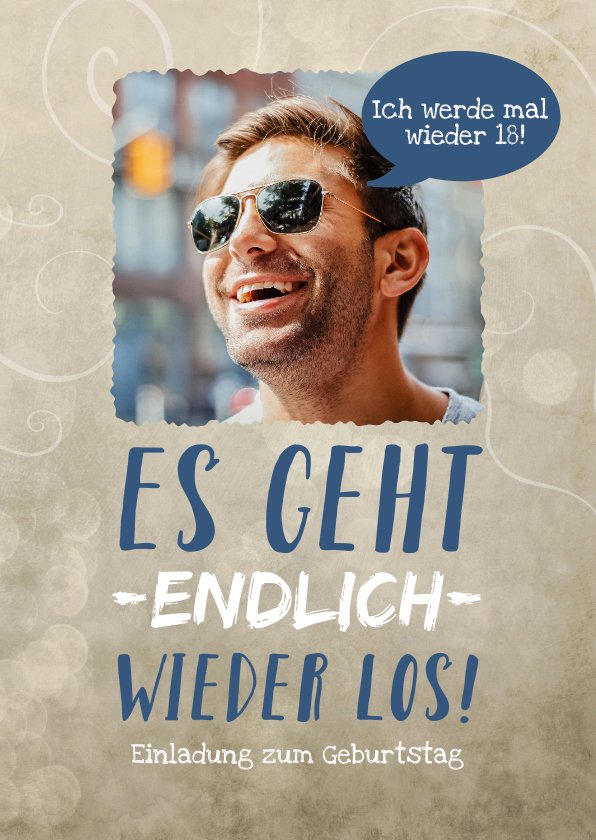 Einladungskarte Geburtstag mit coolem Spruch Send a Smile
