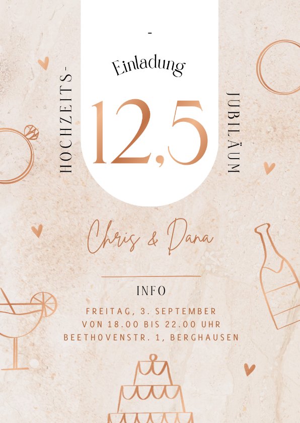 Einladungskarte Hochzeitstag 12,5 Jahre Send a Smile