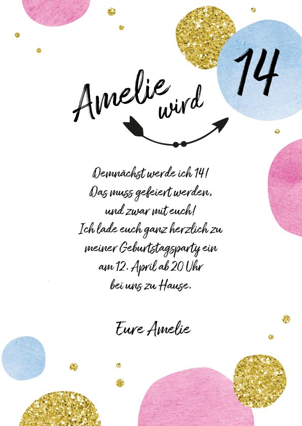 Einladungskarte zum 14. Geburtstag Kreise | Send a Smile