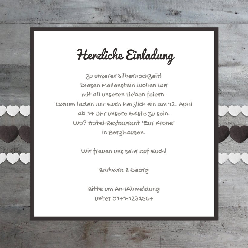 Einladungskarte zur Silberhochzeit Foto mit Send a Smile