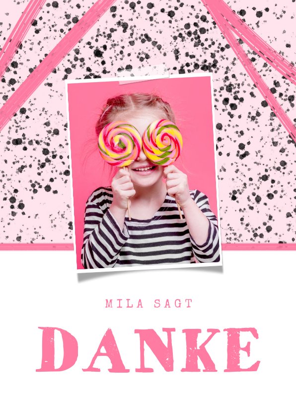 Foto-Dankeskarte Abschied Kindergarten pink | Send a Smile