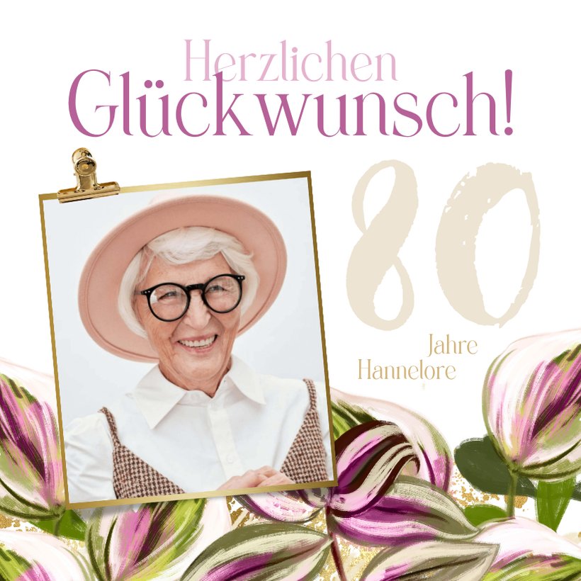 GeburtstagsGlückwunschkarte Foto und Blumen Send a Smile