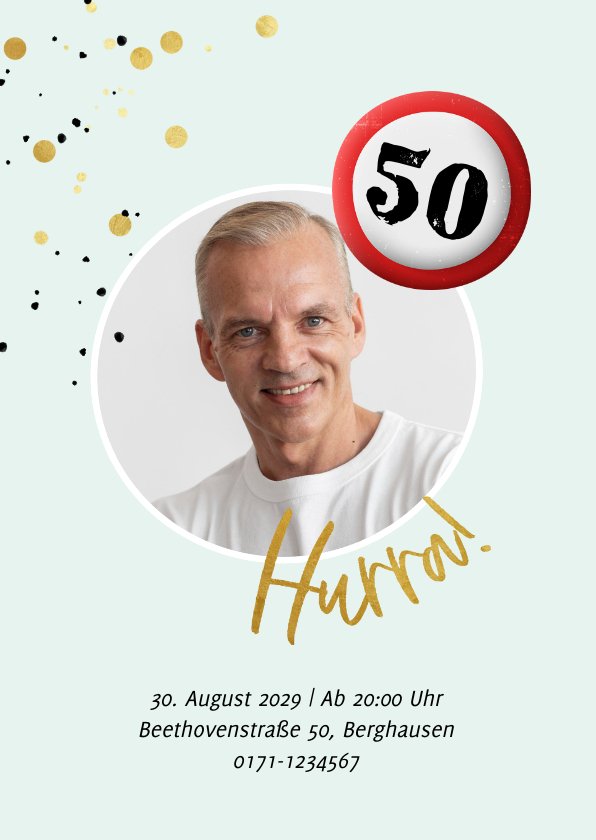 Sprüche Zum 50 Geburtstag Mann Sportlich Geburtstagseinladung 50 Schild'Runde Sache | Send a Smile