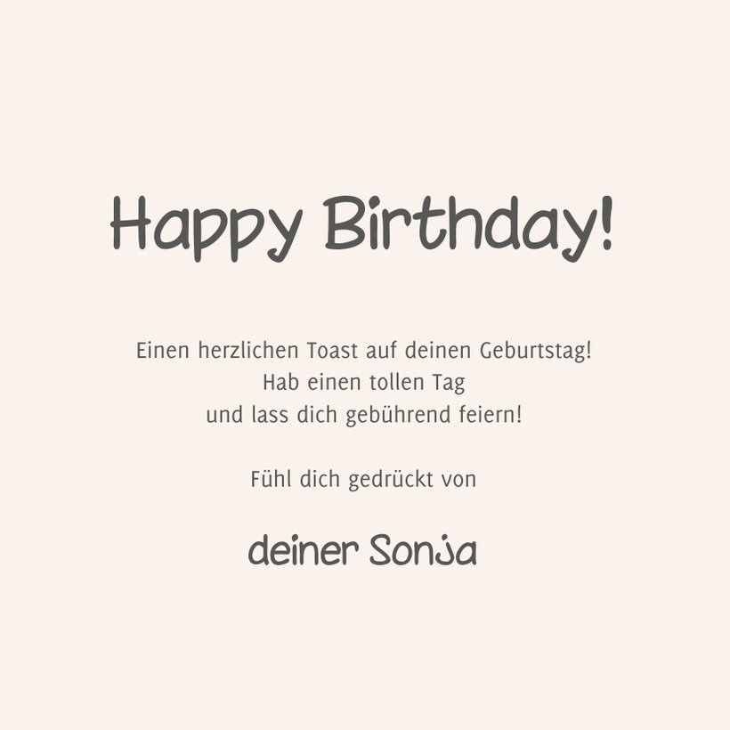 Geburtstagskarte'A toast to your birthday Send a Smile