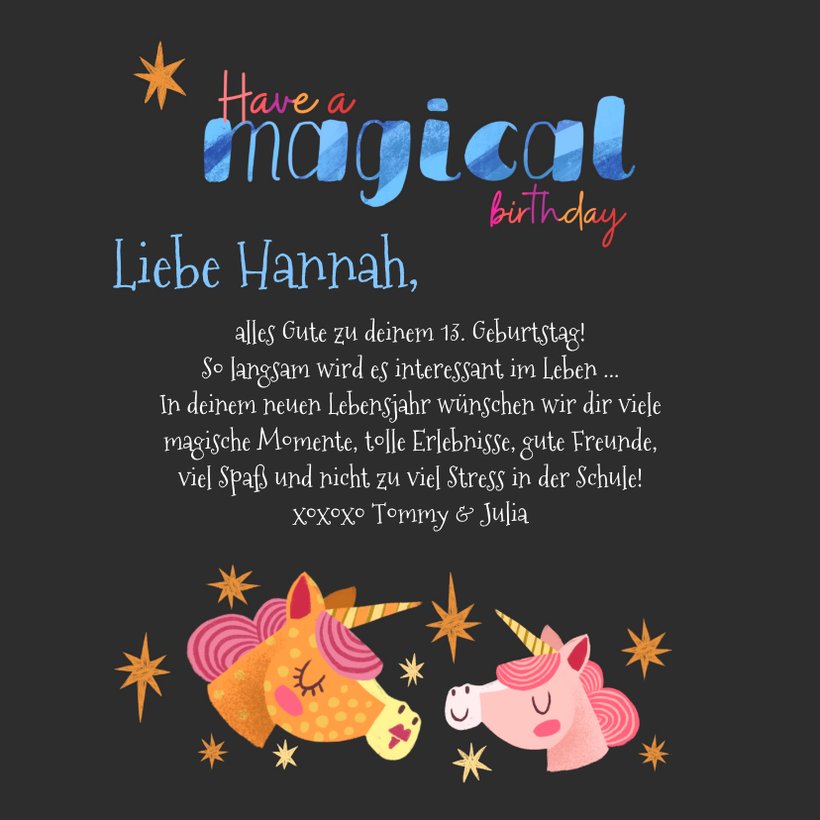 Geburtstagskarte Einhorn'Magical Birthday Send a Smile