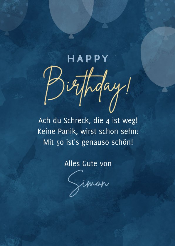 Geburtstagskarte Foto& blaue Luftballons Send a Smile