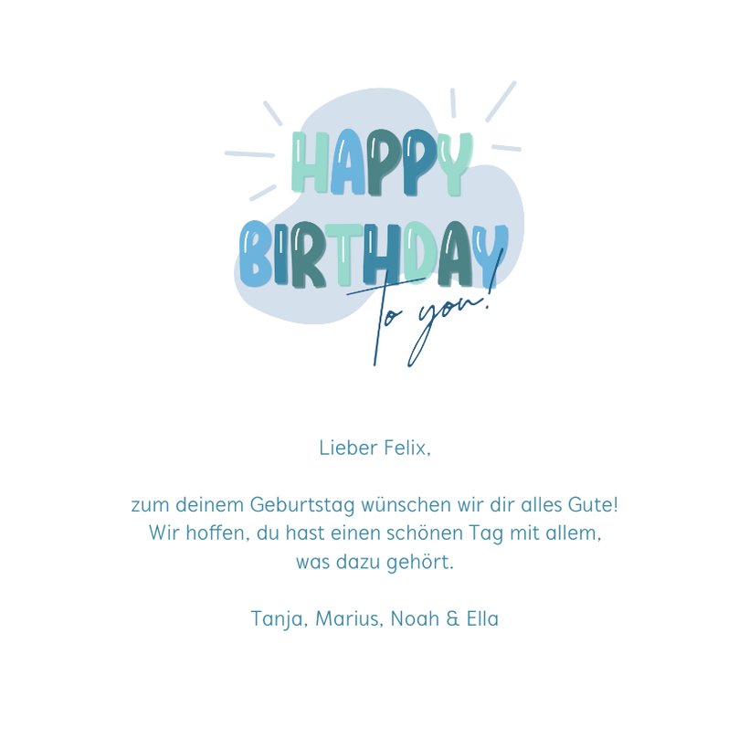 Geburtstagskarte „Happy 1st Birthday“ – Blaue Karte Mit Süßem Hut-Design, Innen Leer Zum Selbstgestalten