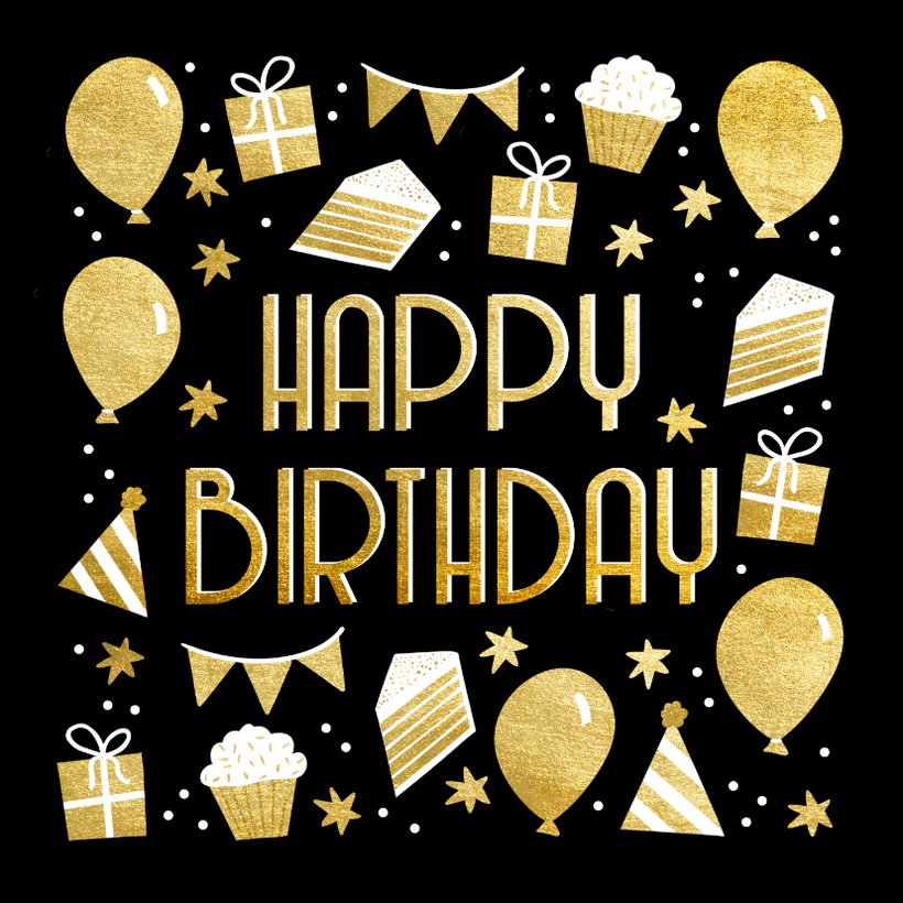 Geburtstagskarte'Happy Birthday' Gold Send a Smile