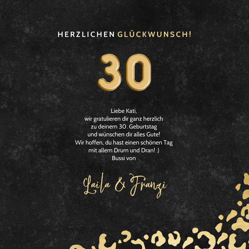 Glückwunschkarte 30 Geburtstag Goldene 30 Send A Smile 