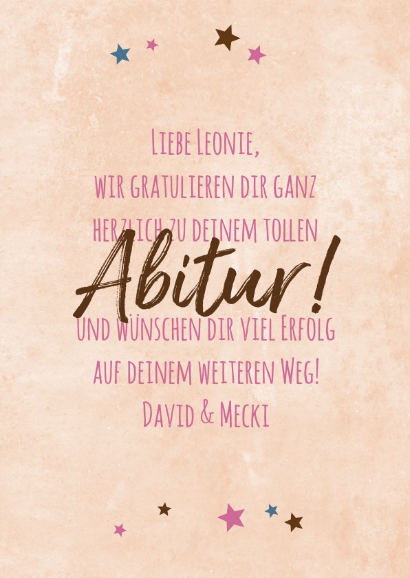 Glückwunschkarte Abitur bestanden retro rosé | Send a Smile
