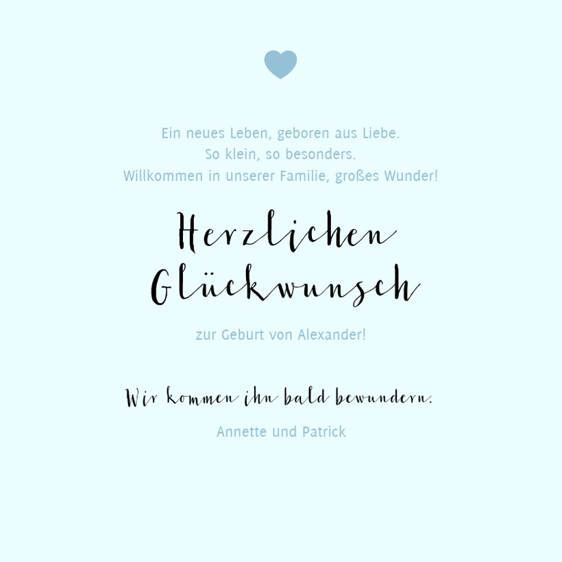 Glückwunschkarte Geburt Junge mit | Send a Smile