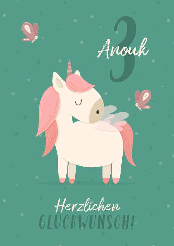 Glückwunschkarte Geburtstag kleines Einhorn Send a Smile