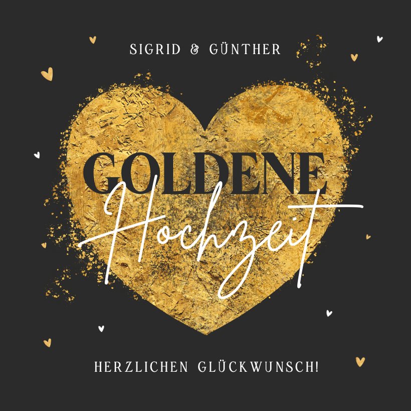 Glückwunschkarte Goldene Hochzeit Herz Send a Smile
