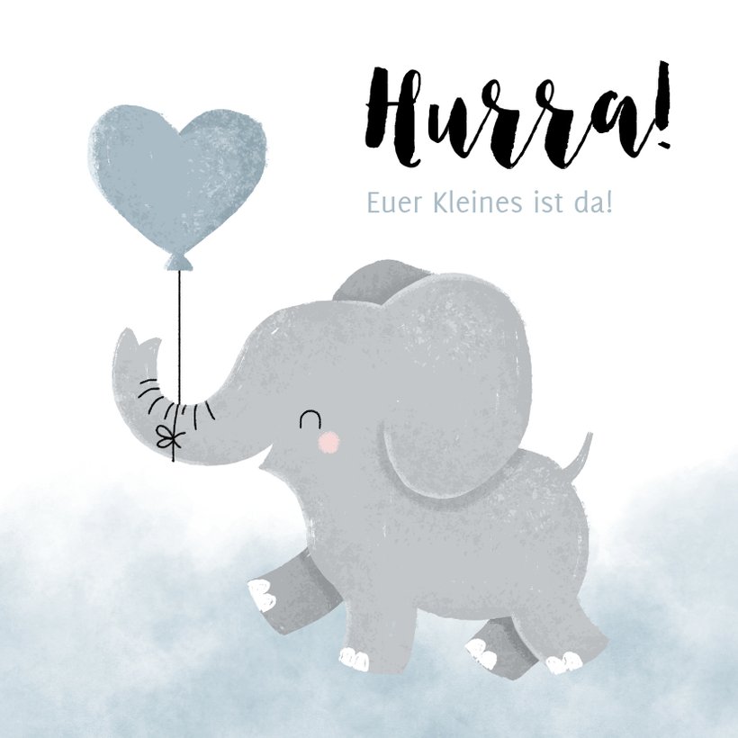 Glückwunschkarte zur Geburt Elefant mit Send a Smile