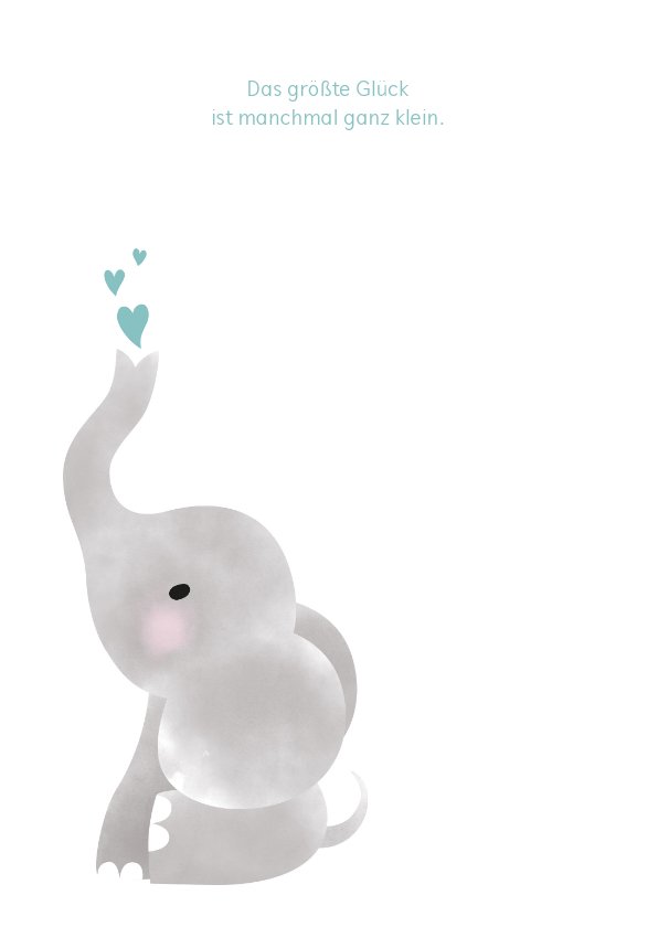 Glückwunschkarte zur Geburt Junge mit Elefant Send a Smile