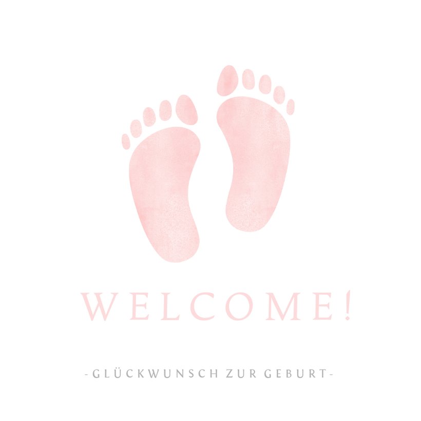 Glückwunschkarte zur Geburt rosa Füße Send a Smile