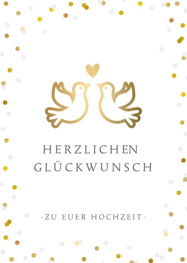 Glückwunschkarte zur Hochzeit Tauben mit Herz Send a Smile