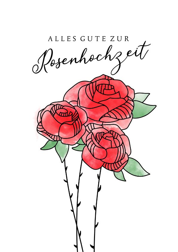 Glückwunschkarte zur Rosenhochzeit rote Rosen Send a Smile