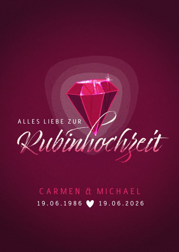 Glückwunschkarte zur Rubinhochzeit Send a Smile