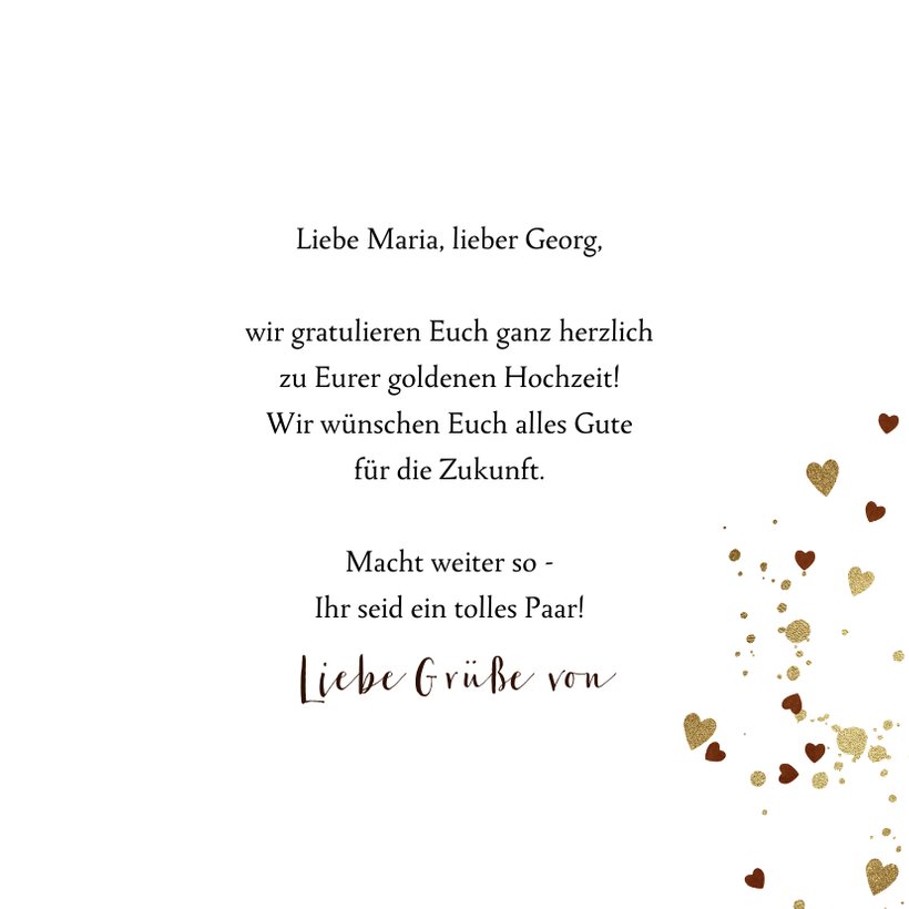 Goldene Hochzeit Glückwunschkarte Goldherz Send a Smile