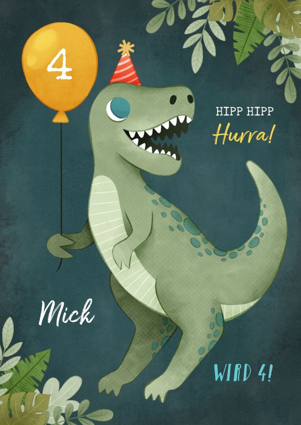 Grußkarte Geburtstag Kind Dinosaurier Send a Smile
