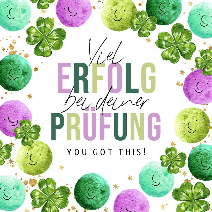 Grußkarte Glücksklee Viel Erfolg Prüfung Send a Smile