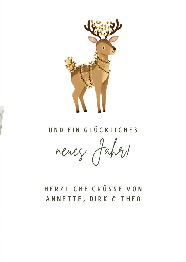 Grußkarte Weihnachten Hirsch mit Lichterkette Send a Smile