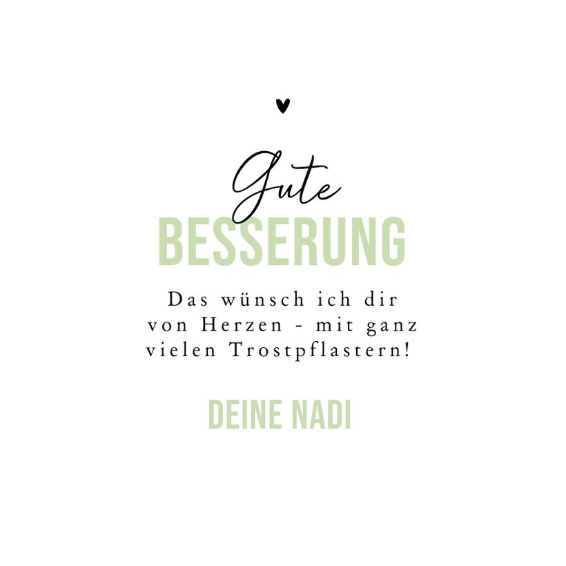 Gute Besserung Grußkarte Herz aus Pflaster Send a Smile