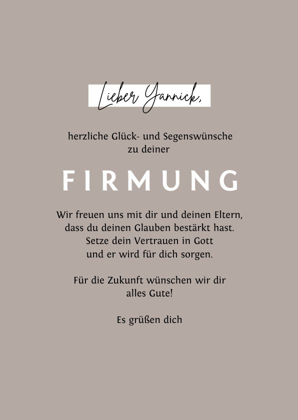 Karte Zur Firmung Foto und Pinselstriche Send a Smile