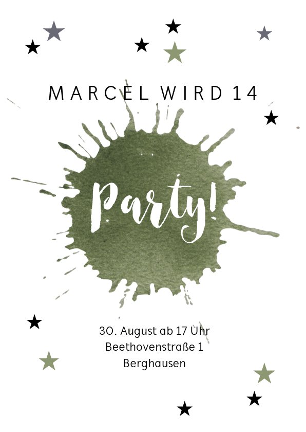 Moderne Einladung zum 14. Geburtstag mit Send a Smile