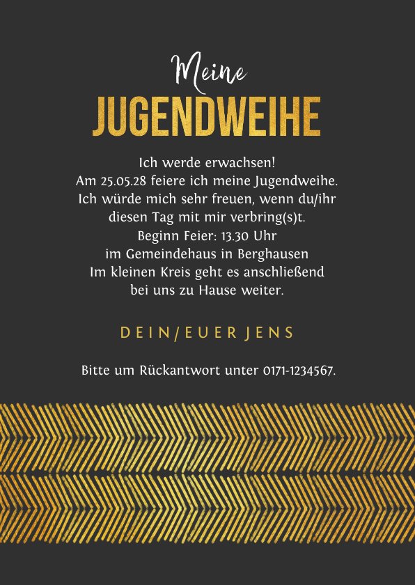 Moderne Einladungskarte Jugendweihe mit Send a Smile