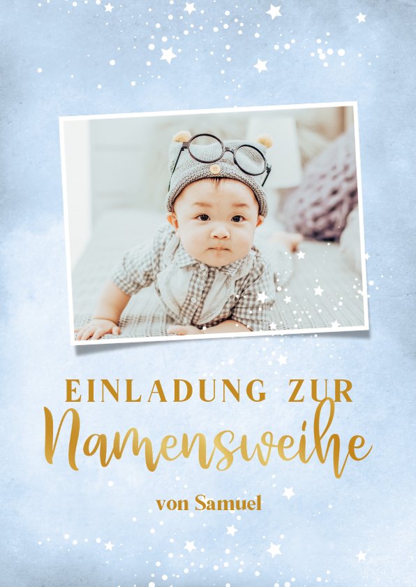 Namensweihe Einladung Sternenmuster Junge Send a Smile