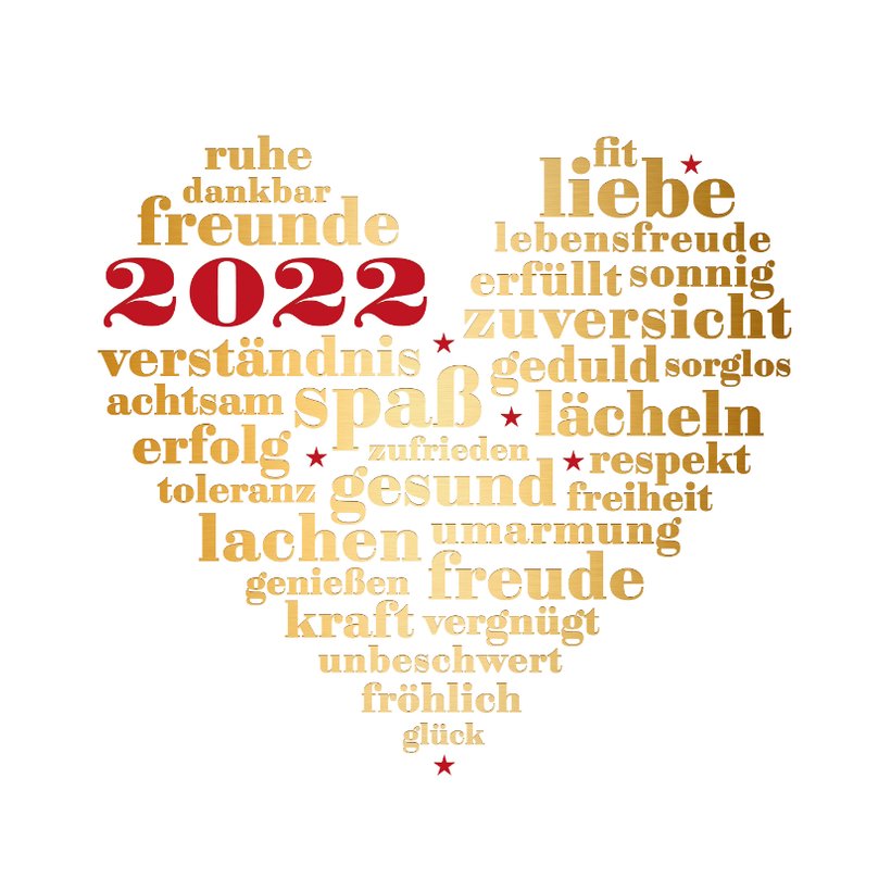 Neujahrskarte Herz voller Neujahrswünsche Send a Smile