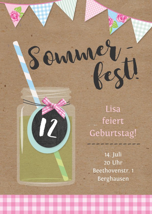 Sommerliche Einladung zum 12. Geburtstag Send a Smile