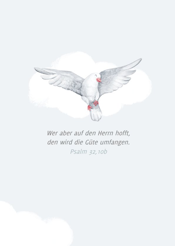 Taufe Gratulationskarte mit Taube und Wolken Send a Smile