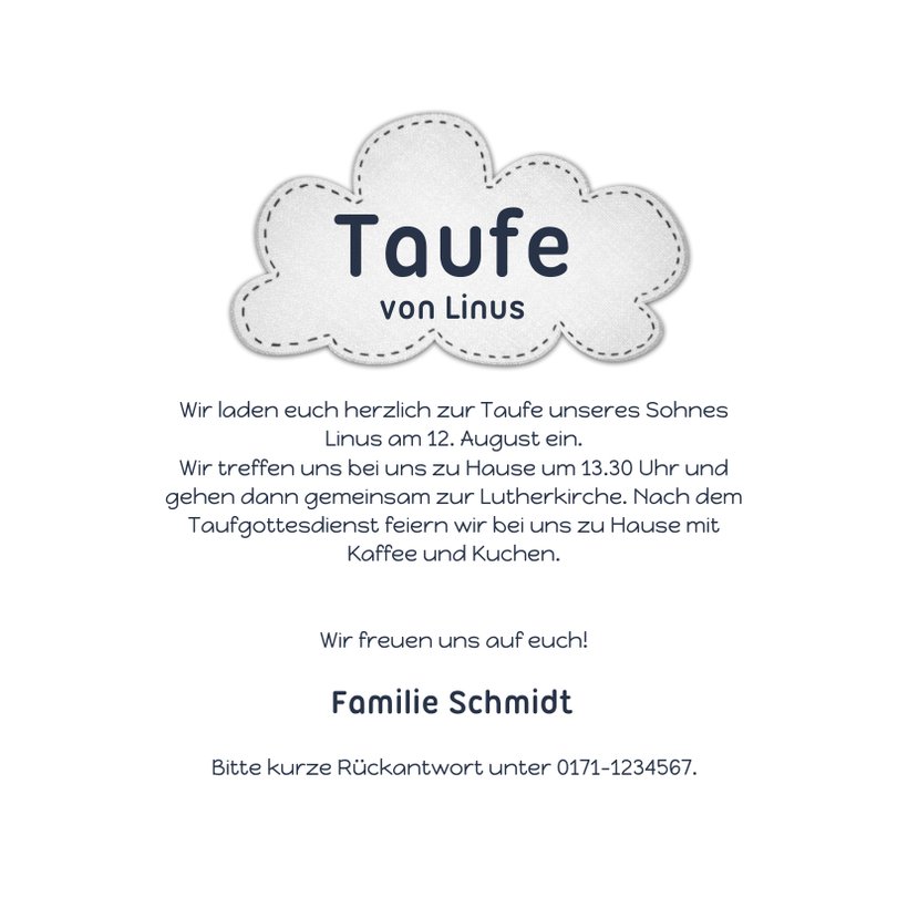 Taufeinladung mit Foto und Sternen Send a Smile