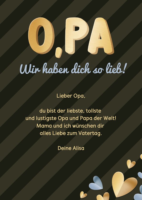 Lustige Vatertagskarte „Amazing Opa“ – Inkl. Umschlag, 20,5x13,5 Cm, Blanko Innen