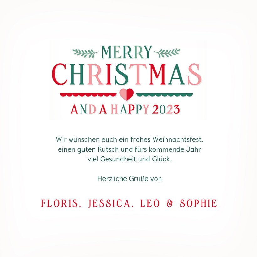 Weihnachtskarte Herz nostalgische Symbole  Send a Smile