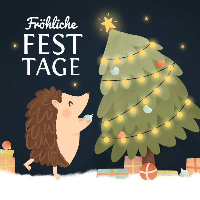 Words N Wishes Weihnachtskarte Für Paare – Motiv Mit Igeln & Weihnachtsbaum, Goldfolie – Umweltfreundlich, 21,8x15,5 Cm