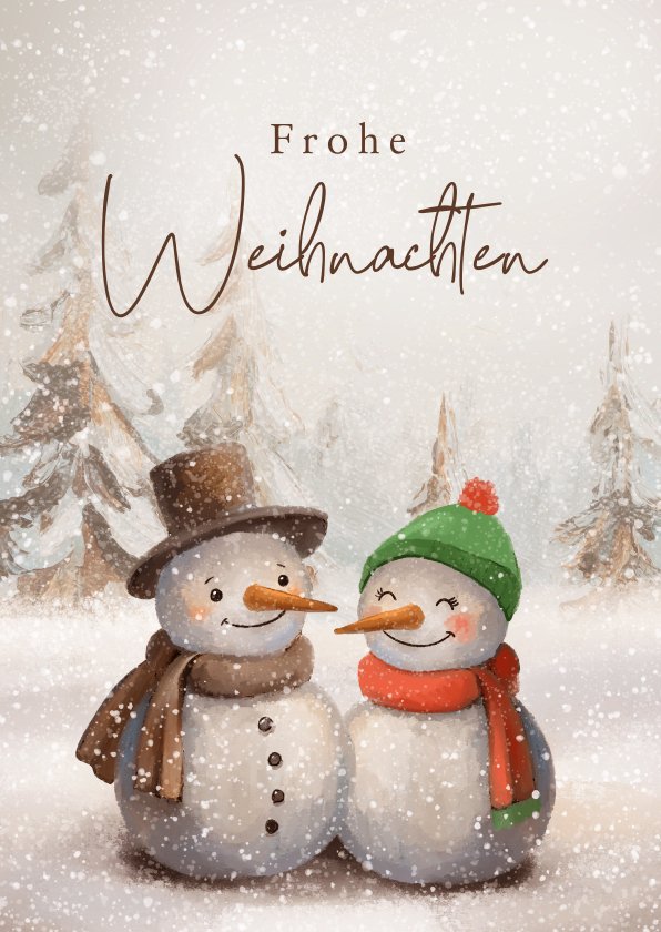 Weihnachtskarte Schneemann& Schneefrau Send a Smile