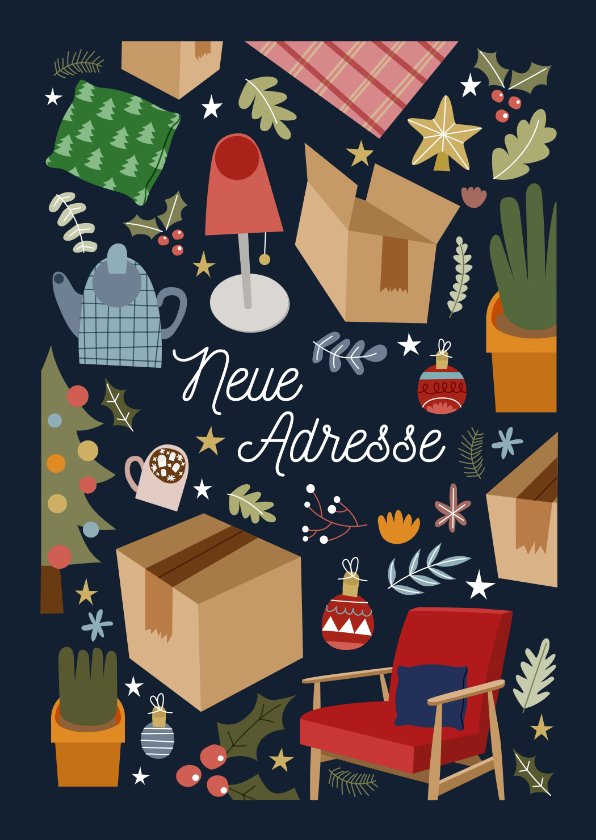 Weihnachtskarten 'We Moved' – 18 Karten + 19 Umschläge, 5x7 Inch, Glänzend & Matt
